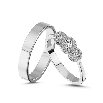 Nuran Cordelia vielsesringe i 14 kt hvidguld med 0,41 ct brillanter